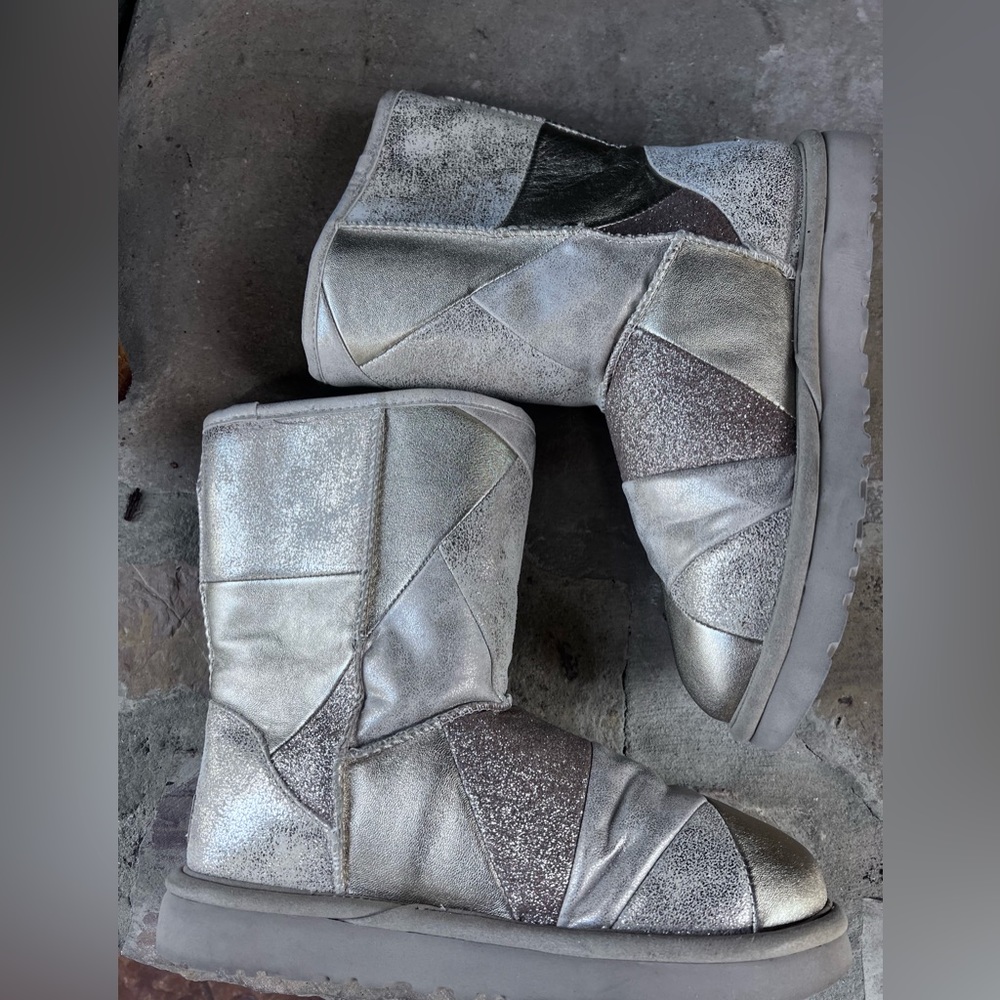 Ugg Boots Patchwork Silver Gold Glitter Elmira Bo… - image 4